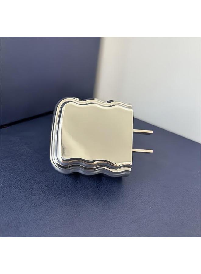 Electroplating 20W Charging Head Protective Case For Apple 20/18W Fast Charging Three-dimensional Wave Charger Protective Case-Specifications:Stacked Wave Style + Electroplating Silver - Image 1