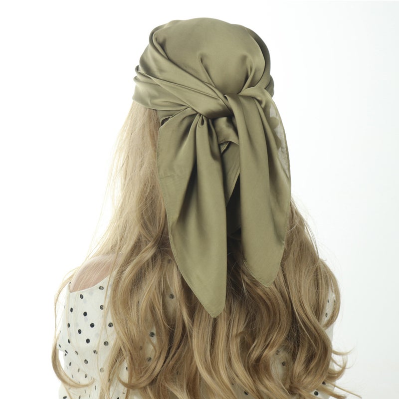 Silky Smooth Satin Scarf 70x70cm for Ladies Olive green