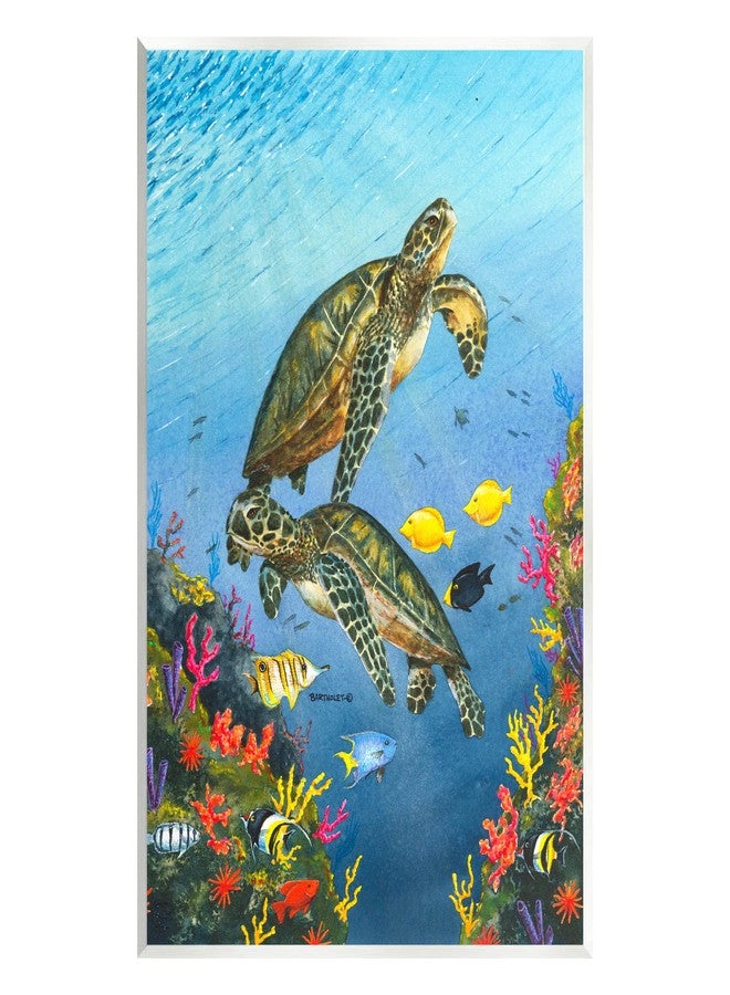 Stupell Industries Sea Turtles Swimming Underwater Reef Wood Wall Art, Design by Dave Bartholet - Image 1
