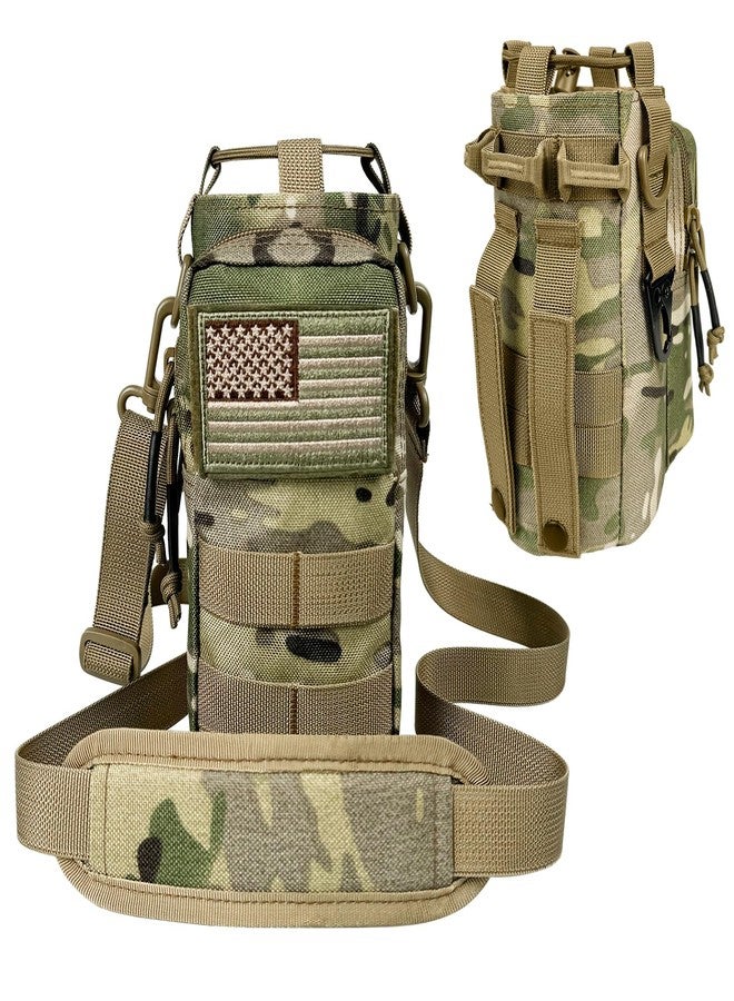 AIKOTOO Water Bottle Holder with Strap - Tactical Insulated Water Bottle Sleeve with MOLLE System for Backpack Military Camo Cross-Body Pouch for Walking Hiking Camping Gym 32oz&40oz - Image 1