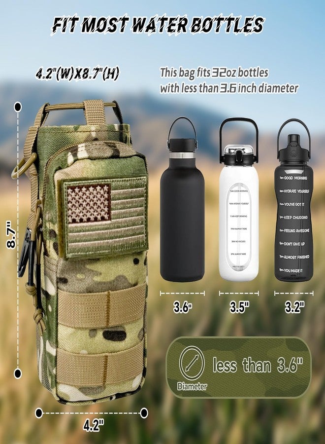 AIKOTOO Water Bottle Holder with Strap - Tactical Insulated Water Bottle Sleeve with MOLLE System for Backpack Military Camo Cross-Body Pouch for Walking Hiking Camping Gym 32oz&40oz - Image 5
