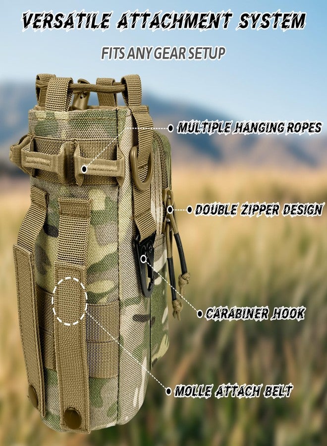 AIKOTOO Water Bottle Holder with Strap - Tactical Insulated Water Bottle Sleeve with MOLLE System for Backpack Military Camo Cross-Body Pouch for Walking Hiking Camping Gym 32oz&40oz - Image 3