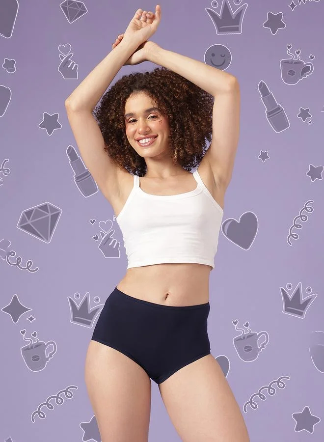 Clovia Pack of 3 -High Waist Hipsters - Cotton