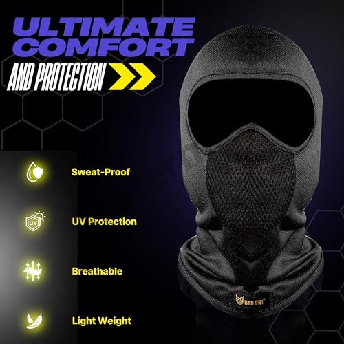BADOWL Full Face Balaclava for Men & Women - UV Protection, Breathable & Stretchable Fabric, Ideal for Biking, Cycling, and Outdoor Activities (in, Alpha, Free Size, Black) - Image 2