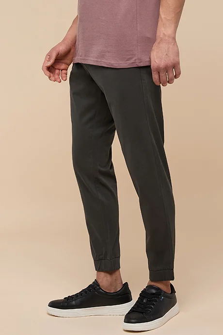 R&B Solid Jogger Pants with Drawstring Waist