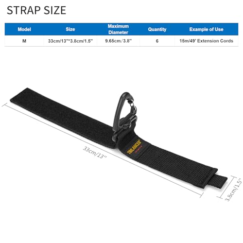Trilancer Extension Cord Organizer and Hanger (6-Pack), Trilancer Hook-and-Loop Storage Straps with Triangular Buckle to Hang on Walls for Cables, Wires, Rope, Hoses, Organization for Home, Garage or Workshop - Image 2