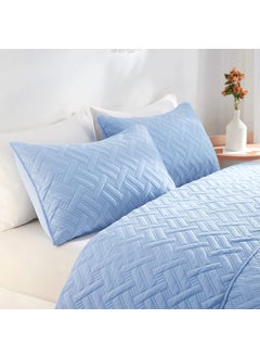 VAS COLLECTIONS VAS COLLECTIONS 100 Cotton Ultrasonic 280 Tc Solid King Size Quilted Bed CoverBedsheet with 2 Pillow Covers Luxurious Blue 90X100 Inches 254X228 Cm Red  - Image 3
