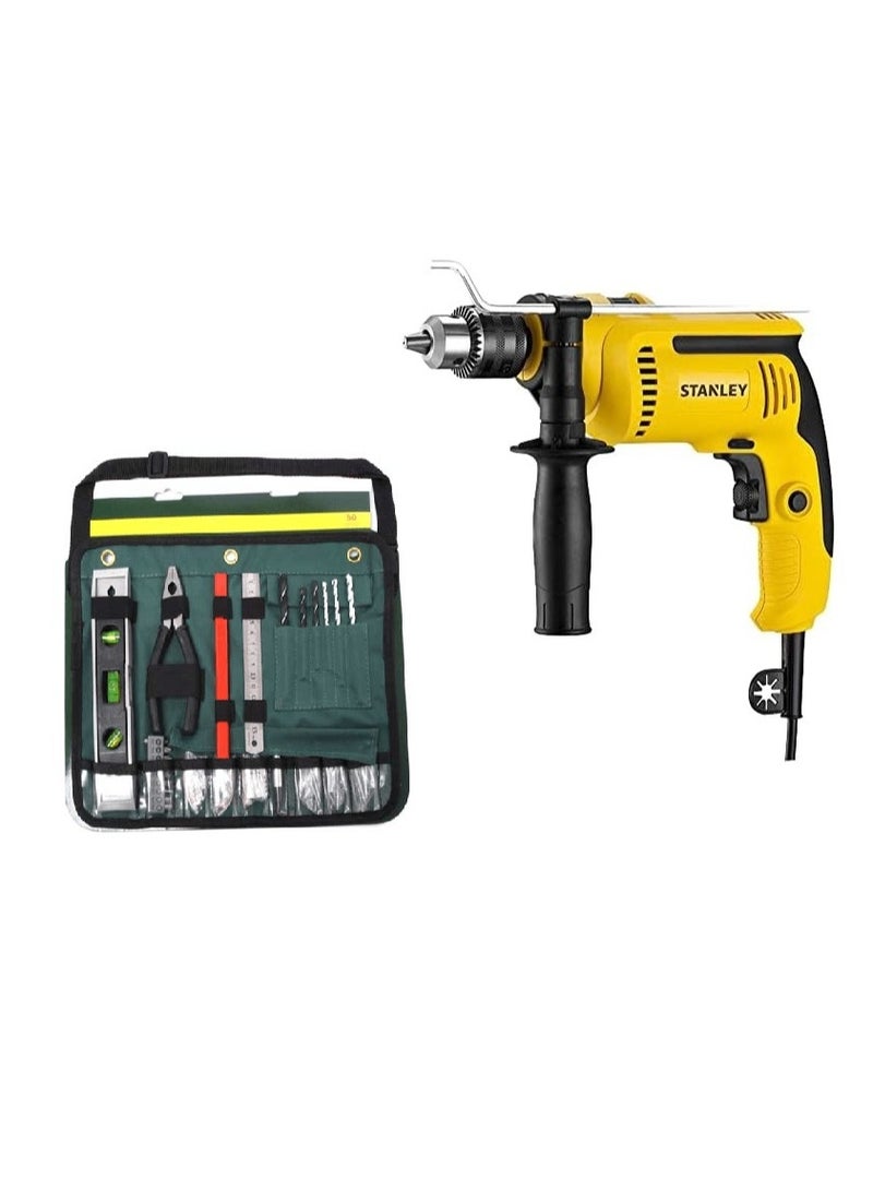 Stanley SDH700 Hammer Drill 13mm 700W And Tool Set Belt Pouch 50 Piece - Image 1