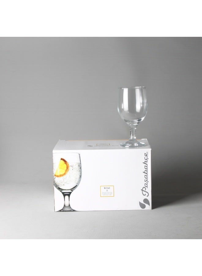 Paşabahçe Pasabahce Rose Stemware 335cc – 6-Piece Floral Wine Glass Set GB