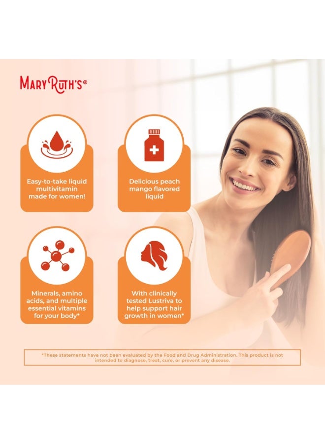 MaryRuth's MaryRuth’s Liquid Morning Multivitamin + Hair Growth – Peach Mango, 15.22 fl oz (450 ml) | Energy, Immunity & Hair Support | Liquid Daily Vitamin Supplement | Non-GMO, Vegan, Sugar-Free - Image 4