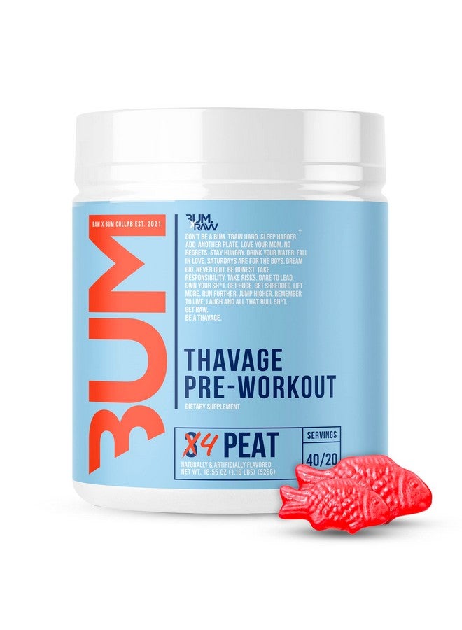 Raw Preworkout Powder, Thavage (4 Peat) - Chris Bumstead Sports Nutrition Supplement For Men & Women - Cbum Pre Workout For Working Out, Hydration, Mental Focus & Energy - 40 Servings - Image 1