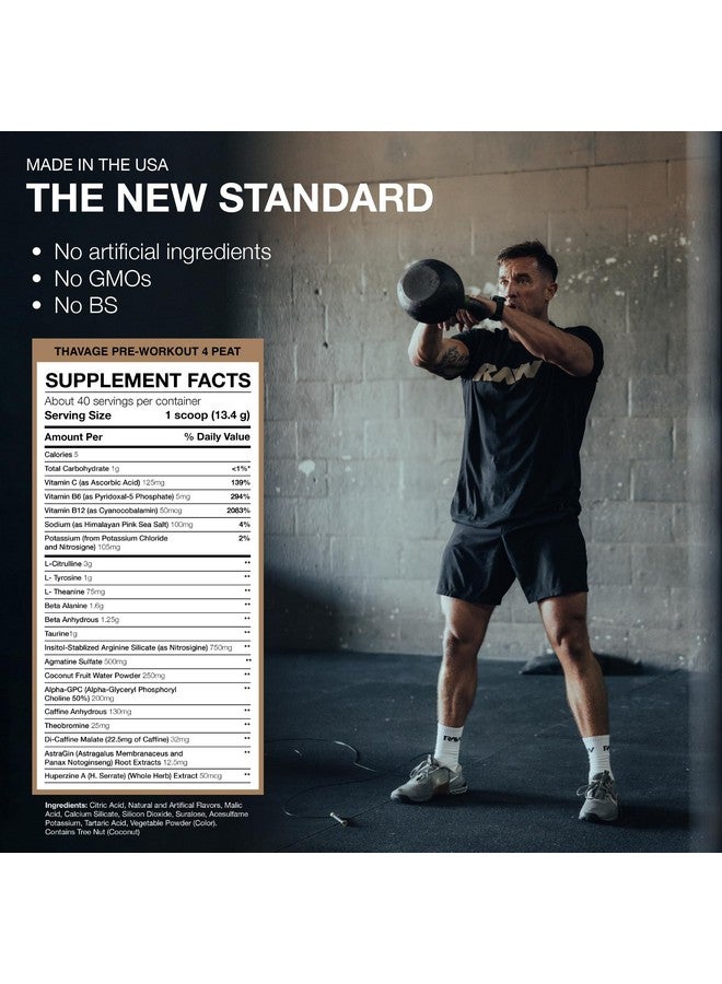 Raw Preworkout Powder, Thavage (4 Peat) - Chris Bumstead Sports Nutrition Supplement For Men & Women - Cbum Pre Workout For Working Out, Hydration, Mental Focus & Energy - 40 Servings - Image 4