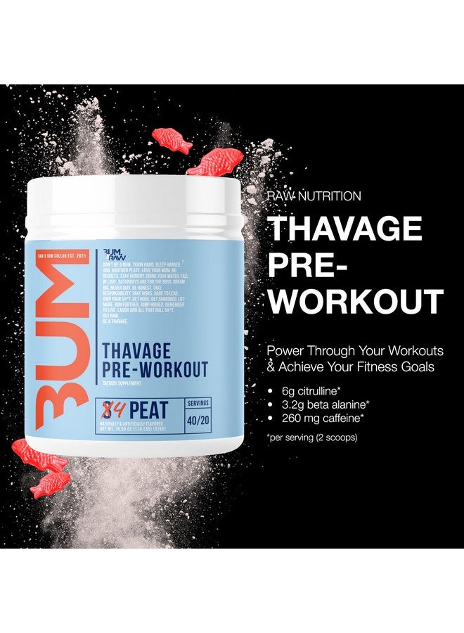Raw Preworkout Powder, Thavage (4 Peat) - Chris Bumstead Sports Nutrition Supplement For Men & Women - Cbum Pre Workout For Working Out, Hydration, Mental Focus & Energy - 40 Servings - Image 2