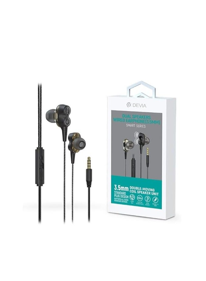 devia Hp50D Devia 2B Dual In-Ear Wired Earphones with 3.5mm Connector Smart Series Black - Image 1