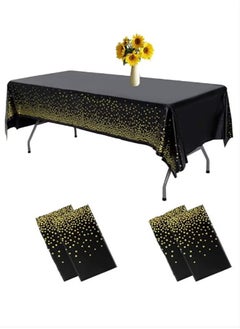 Bukela 4 Pack Black and Gold Dot Disposable Plastic Waterproof Table Cloths for Birthday Party or Ramadan 137x274cm  - Image 1
