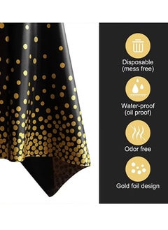 Bukela 4 Pack Black and Gold Dot Disposable Plastic Waterproof Table Cloths for Birthday Party or Ramadan 137x274cm  - Image 3
