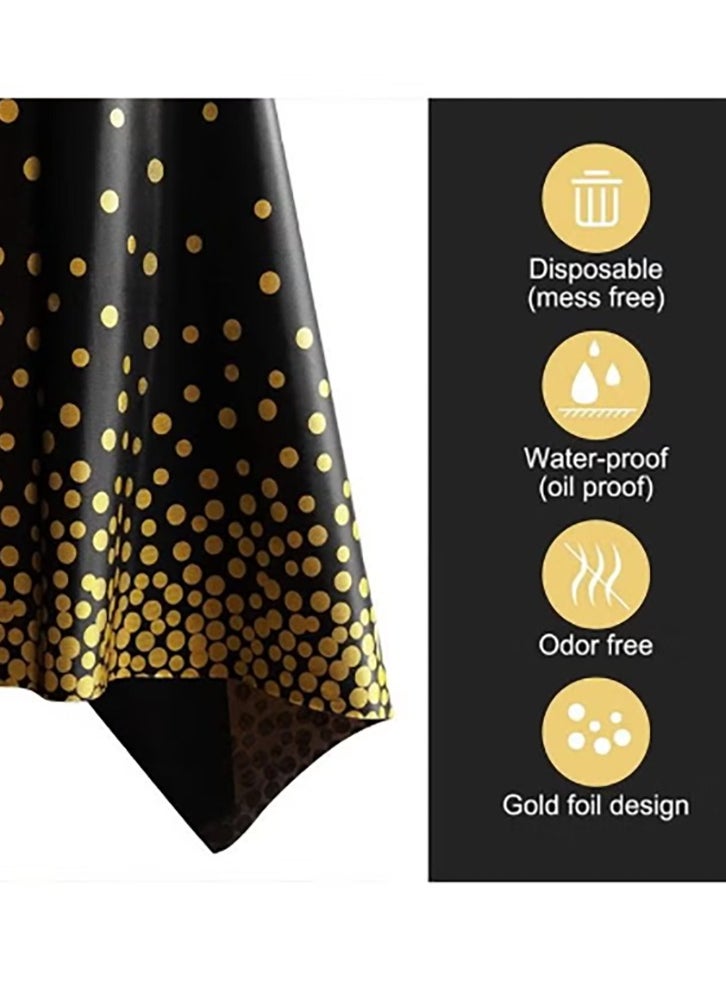 Bukela 4 Pack Black and Gold Dot Disposable Plastic Waterproof Table Cloths for Birthday Party or Ramadan 137x274cm  - Image 3