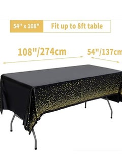 Bukela 4 Pack Black and Gold Dot Disposable Plastic Waterproof Table Cloths for Birthday Party or Ramadan 137x274cm  - Image 4