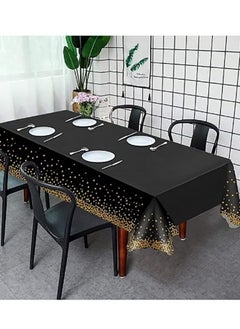 Bukela 4 Pack Black and Gold Dot Disposable Plastic Waterproof Table Cloths for Birthday Party or Ramadan 137x274cm  - Image 5
