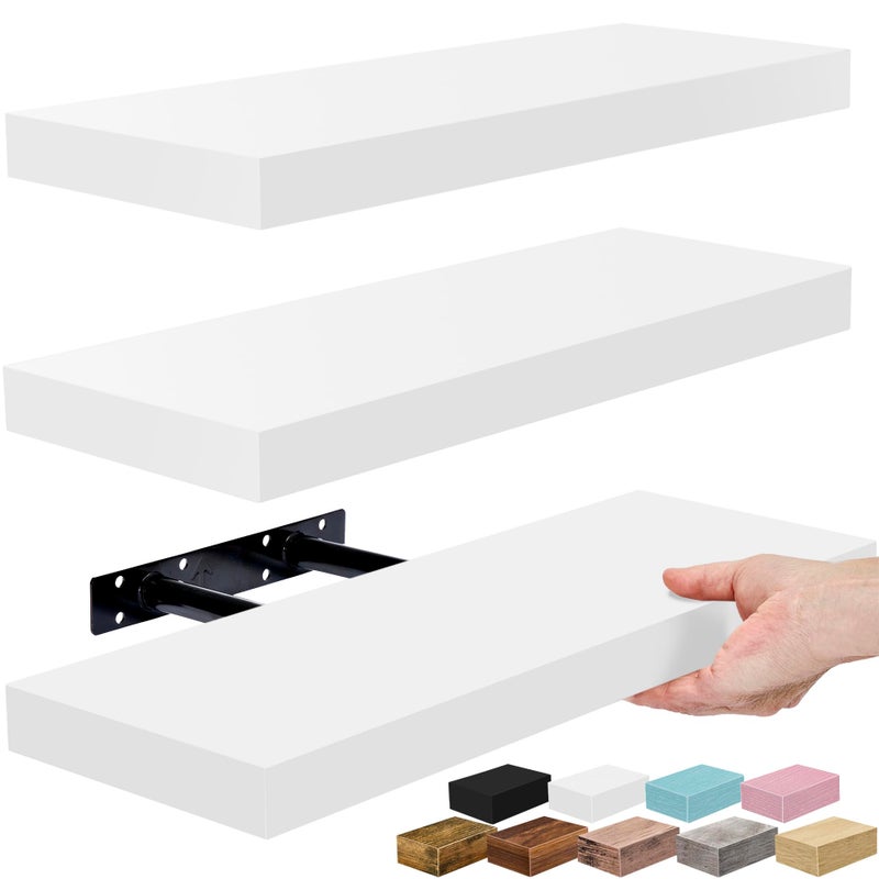 Sorbus Floating Shelves for Wall 16 Inch Floating Shelf for Kitchen Bedroom Living Room Bathroom Home Wall Decor Mounted Bathroom Shelves with Invisible Brackets White 3 Pack - Image 2