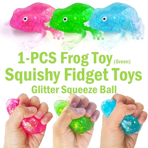 ZTATU 1PCS Glitter Frog Squishy Toys for Kids Stress Balls for Adults Sensory Fidget Toys Squeeze Sugar Ball Animal Party Favors Stress Relief Toy for Office School Travel Easter Basket Stuffers - Image 5