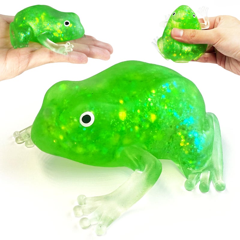 ZTATU 1PCS Glitter Frog Squishy Toys for Kids Stress Balls for Adults Sensory Fidget Toys Squeeze Sugar Ball Animal Party Favors Stress Relief Toy for Office School Travel Easter Basket Stuffers - Image 3