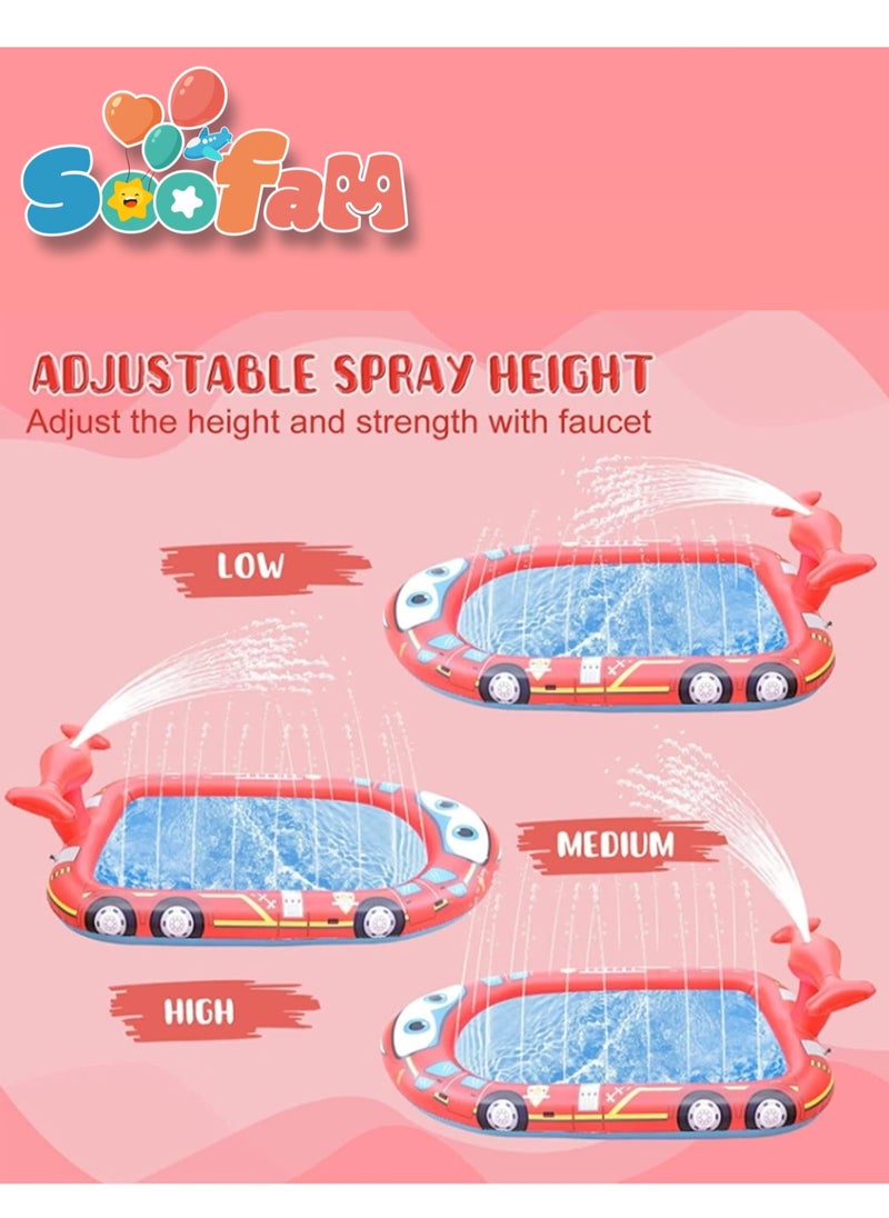 Soofam Blow Up Pools for Kids, Inflatable Kiddie Swimming Pool, Backyard Lawn Sprinkler for Boys and Girls Summer Water Fun Outdoor Water Play Toys for Toddlers and Kids Sprinkler Pool (Fire Truck)  - Image 3
