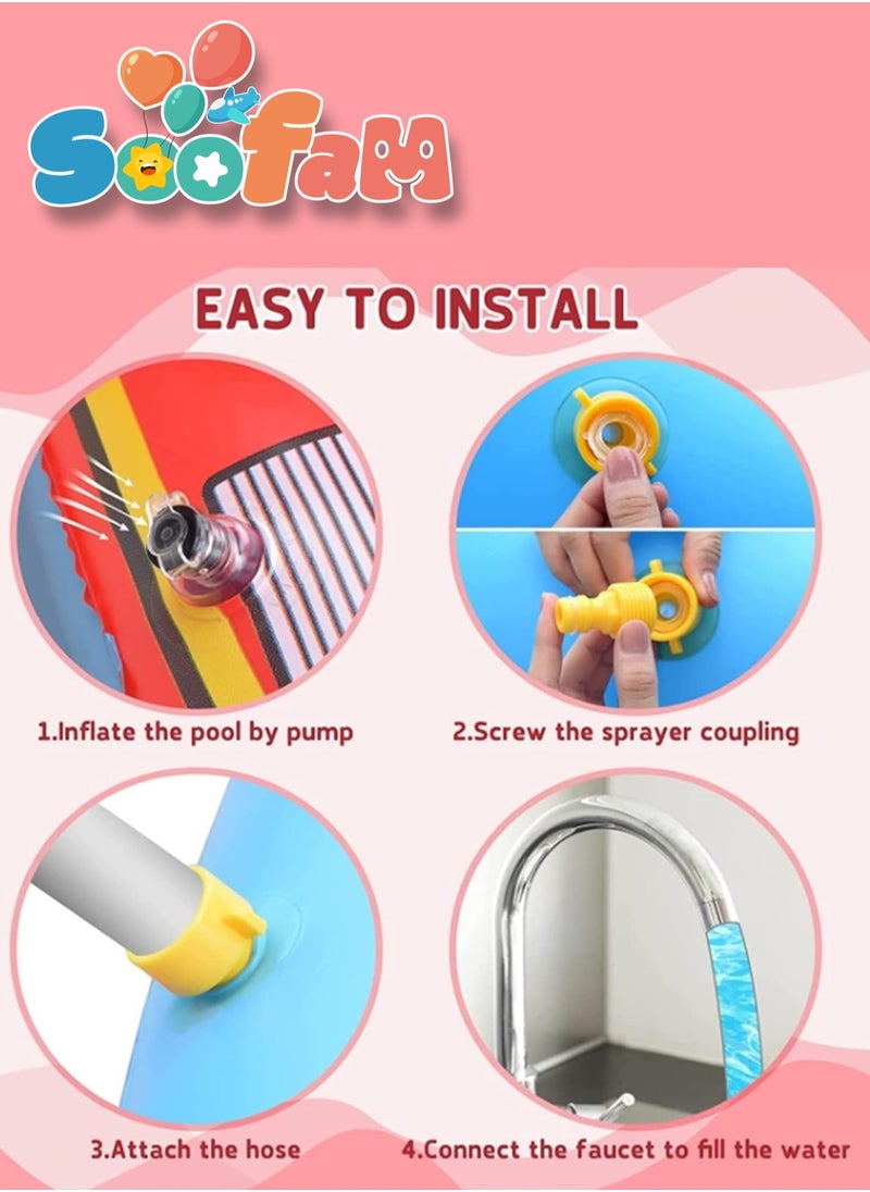 Soofam Blow Up Pools for Kids, Inflatable Kiddie Swimming Pool, Backyard Lawn Sprinkler for Boys and Girls Summer Water Fun Outdoor Water Play Toys for Toddlers and Kids Sprinkler Pool (Fire Truck)  - Image 4