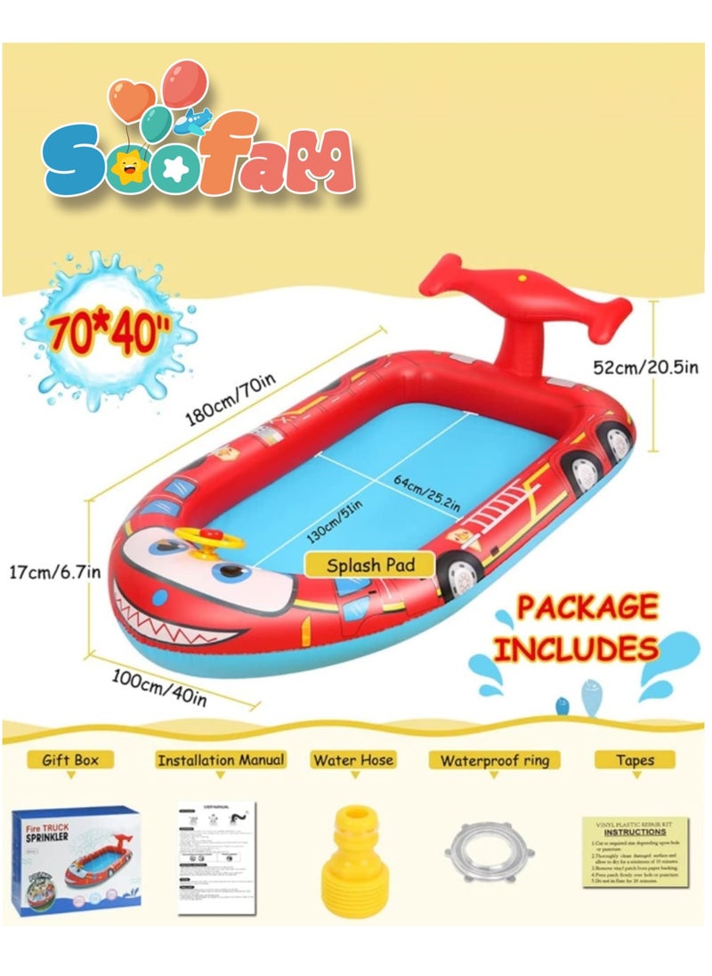 Soofam Blow Up Pools for Kids, Inflatable Kiddie Swimming Pool, Backyard Lawn Sprinkler for Boys and Girls Summer Water Fun Outdoor Water Play Toys for Toddlers and Kids Sprinkler Pool (Fire Truck)  - Image 5