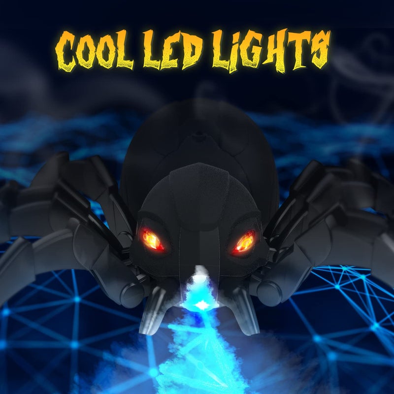 DEERC Remote Control Spider, Robot Spide with Spray and Lights, Black Widow Toy for Kids, for Halloween Xmas Birthday Party Joke Prank, Wireless RC Realistic Bot Moving Real Music Effect Tarantula - Image 4