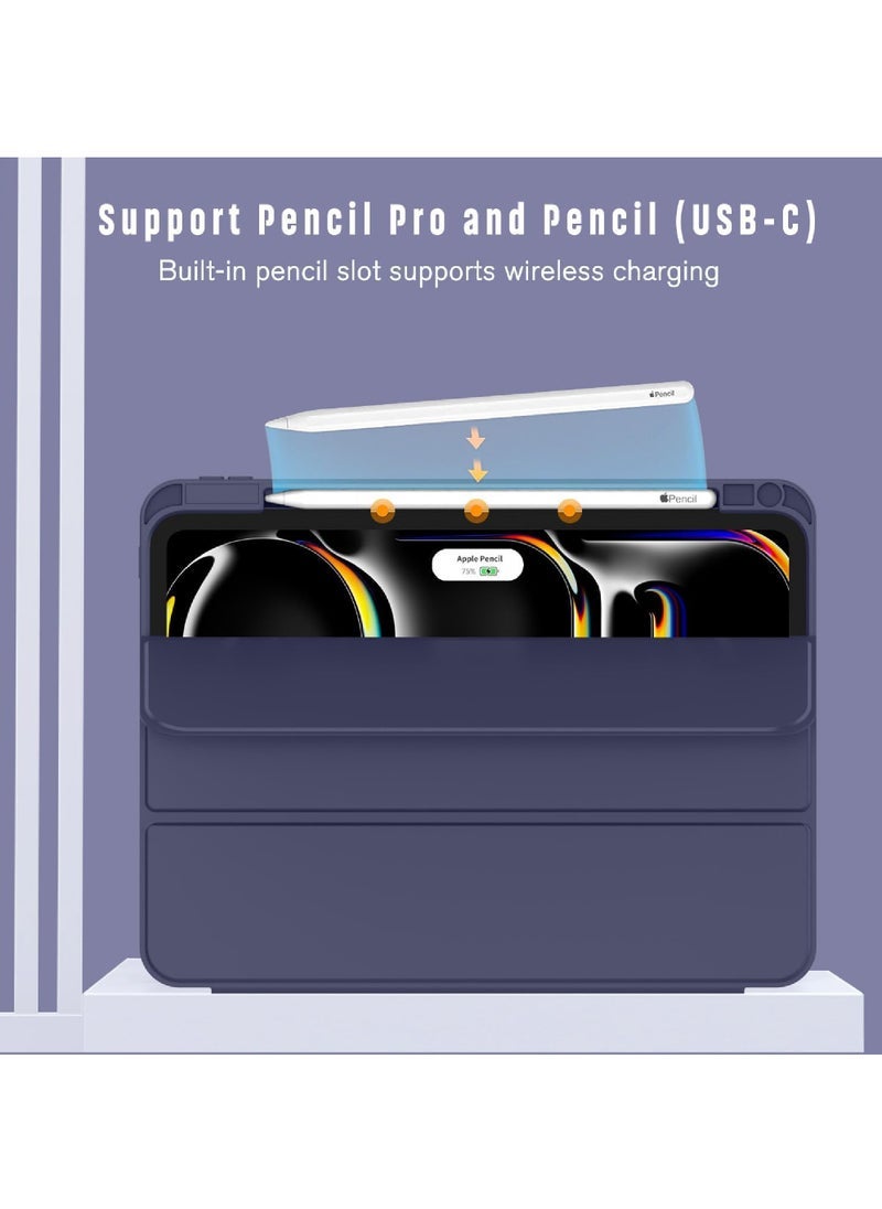 2024 iPad Pro 11 Inch Case M4 (5th Generation) with Pencil Holder Smart iPad Case 【Support Pencil Pro and Pencil (USB-C)】 Support Touch ID and Auto Wake/Sleep