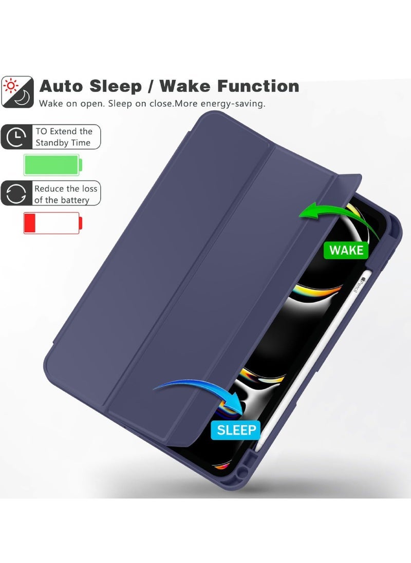 2024 iPad Pro 11 Inch Case M4 (5th Generation) with Pencil Holder Smart iPad Case 【Support Pencil Pro and Pencil (USB-C)】 Support Touch ID and Auto Wake/Sleep