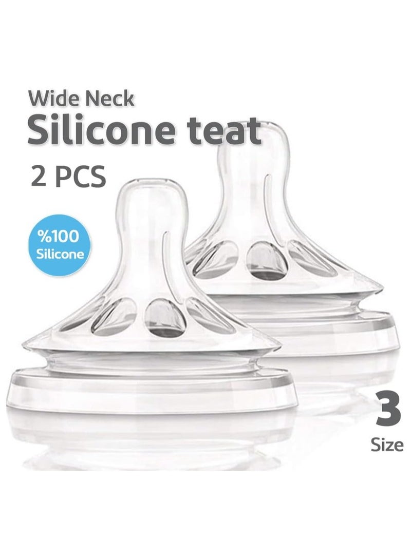 Umomy Newborn Feeding Bottle Teat, Slow Flow, Anti-Colic ,Medical Grade Silicone Replacement Nipples, BPA-Free, Easy Latch-On Design, Fits All Bottles – 0 Months - Image 2