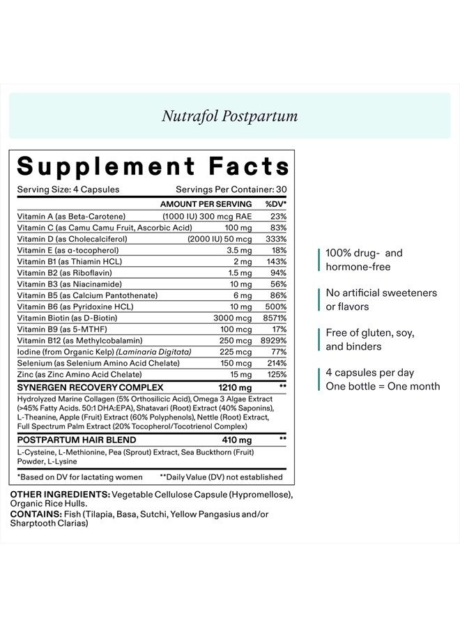 NUTRAFOL Postpartum Hair Growth Supplement | Clinically Effective for Visibly Thicker Hair & Less Shedding | Breastfeeding-Friendly Ingredients | 1 Month Supply - Image 2