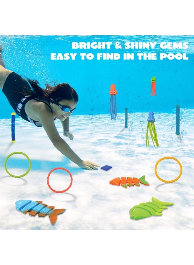TAPIT 30 Pcs Pool DivingToys Set for Kids - Swimming & Diving Toys with Storage Bag, Includes Diving Rings, Torpedoes, Pirate Treasures, Balls - Summer Water Games Toys for Ages 4-12 - Image 2