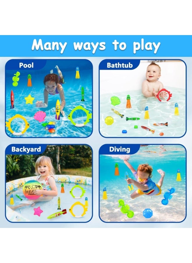 TAPIT 30 Pcs Pool DivingToys Set for Kids - Swimming & Diving Toys with Storage Bag, Includes Diving Rings, Torpedoes, Pirate Treasures, Balls - Summer Water Games Toys for Ages 4-12 - Image 4