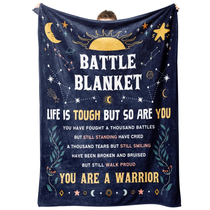 SteadStyle Cancer Care Gifts for Women, Get Well Soon Gifts Blanket for Her Him, Cancer Fighter Inspirational Quote Chemo Patient Gift - Meaningful Caring Message Battle Blanket - Image 1