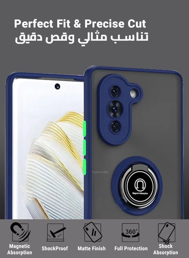 huanmate Premium Case Cover With Magnetic Ring Finger Grip Holder And Kickstand For Huawei Nova 10 Pro Blue - Image 2