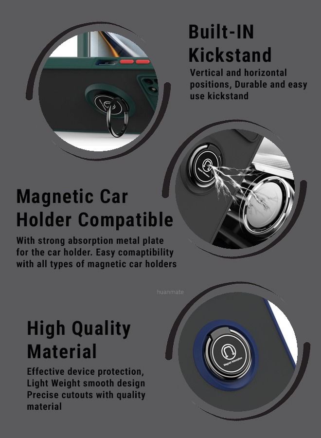 huanmate Premium Case Cover With Magnetic Ring Finger Grip Holder And Kickstand For Huawei Nova 10 Pro Blue - Image 5