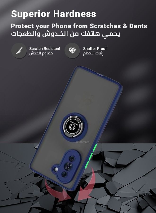huanmate Premium Case Cover With Magnetic Ring Finger Grip Holder And Kickstand For Huawei Nova 10 Pro Blue - Image 3