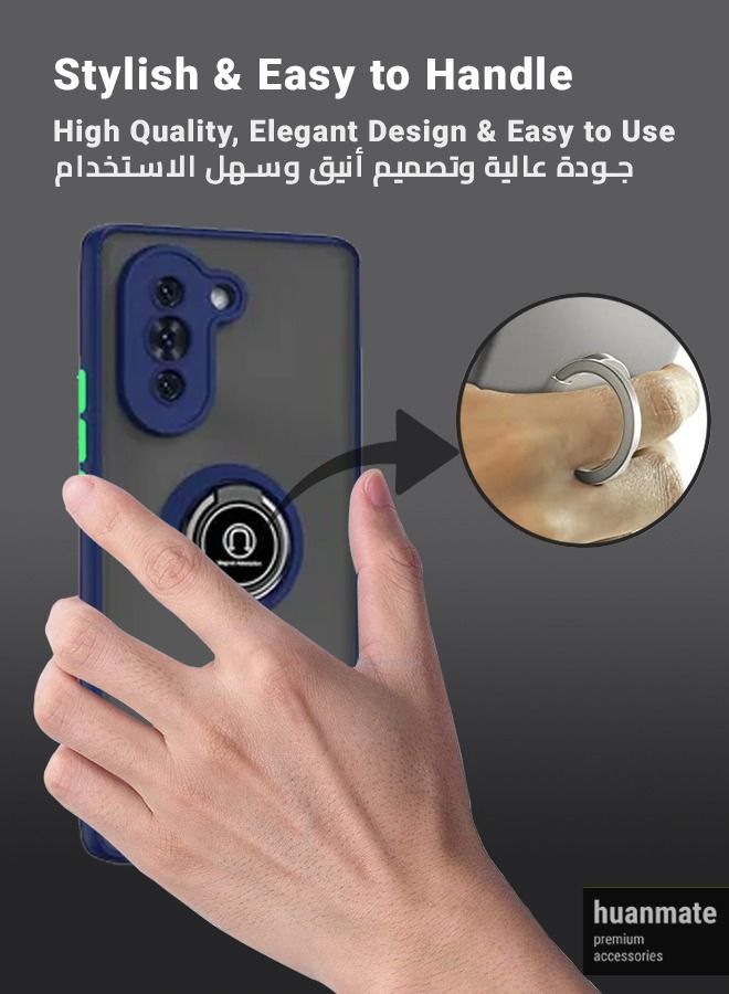 huanmate Premium Case Cover With Magnetic Ring Finger Grip Holder And Kickstand For Huawei Nova 10 Pro Blue - Image 4