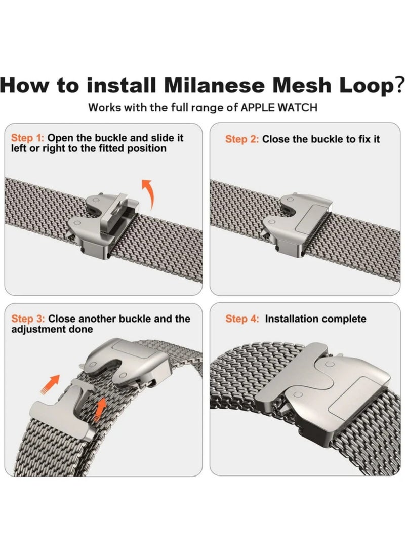 CoomBe for Apple Watch Metal Bands Series 10 46mm,Ultra 2 49mm, Stainless Steel Mesh Loop with Parachute-style Metal Buckle for Apple Watch Series 7 8 9 45mm Series 6 5 4 44mm, Black  - Image 5