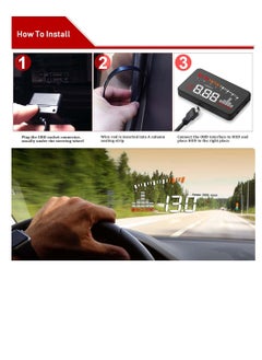 KASTWAVE Heads up Display for Car Upgrade Digital Speedometer HD Projection With Speed Tacho Water Temperature Altitude Driving Direction Warning Function For Most Vehicles After 2008  - Image 5