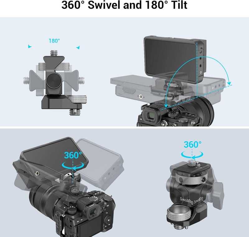 Affordable trusted craftsmanship (Enhanced) Adjustable Camera Monitor Stand for Arri-Style, 360° Swivel and Tilt 180° Monitor Stand, Anti-Twist Mount 5 Inch and 7 Inch Field Monitor - 2903B Set product combo compatible - Image 2