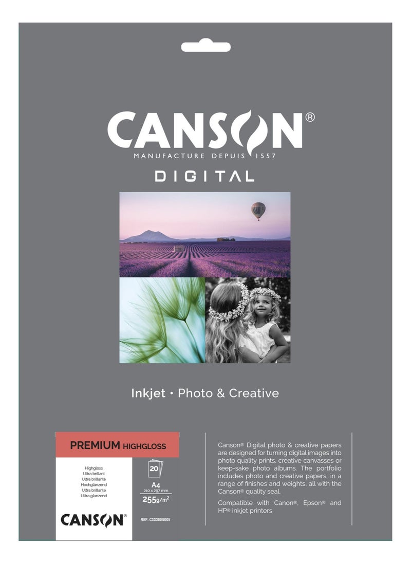 CANSON - Digital Premium High Gloss A4 20 Sheets - Image 1