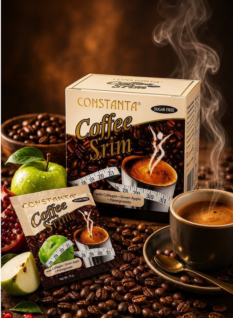 Constanta Coffee Body Srim Coffee, Collagen coffee with Green Apple & Pomgrant,  Sugar Free,  15 gm, Pack of 12 - Image 2