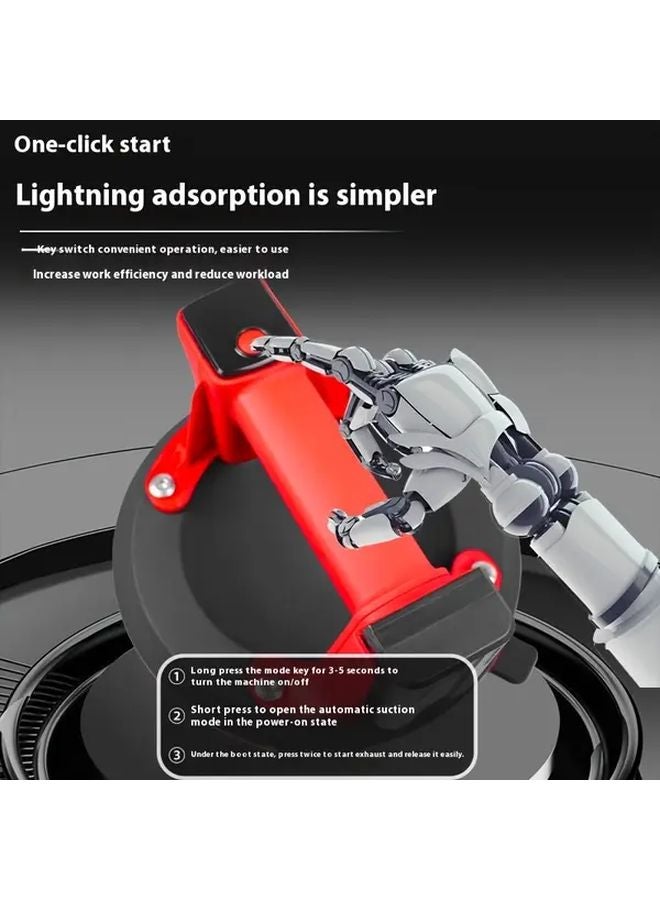 كأس شفط أسود وأحمر ثقيل الواجب بسعة تحميل 440 رطلاً لشاشة LED مع بطارية قابلة لإعادة الشحن - Image 2