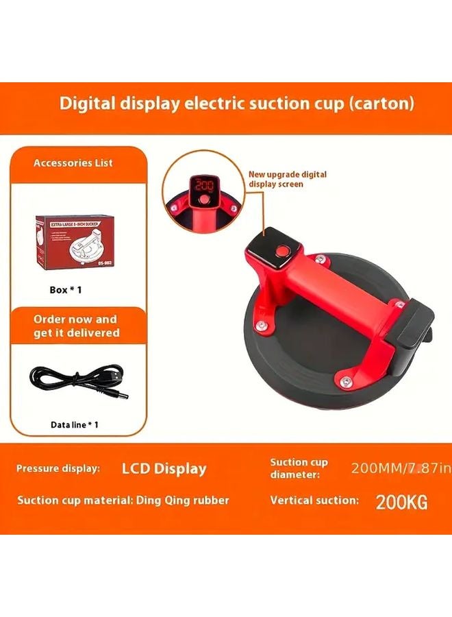 كأس شفط أسود وأحمر ثقيل الواجب بسعة تحميل 440 رطلاً لشاشة LED مع بطارية قابلة لإعادة الشحن - Image 3