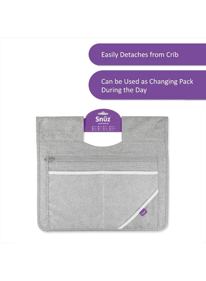 Snuz Pod 4 Storage Pocket, Multiple Pockets, Canvas Fabric, Hand Washable, Colour - Grey, Dimension - 36Cm X 40Cm