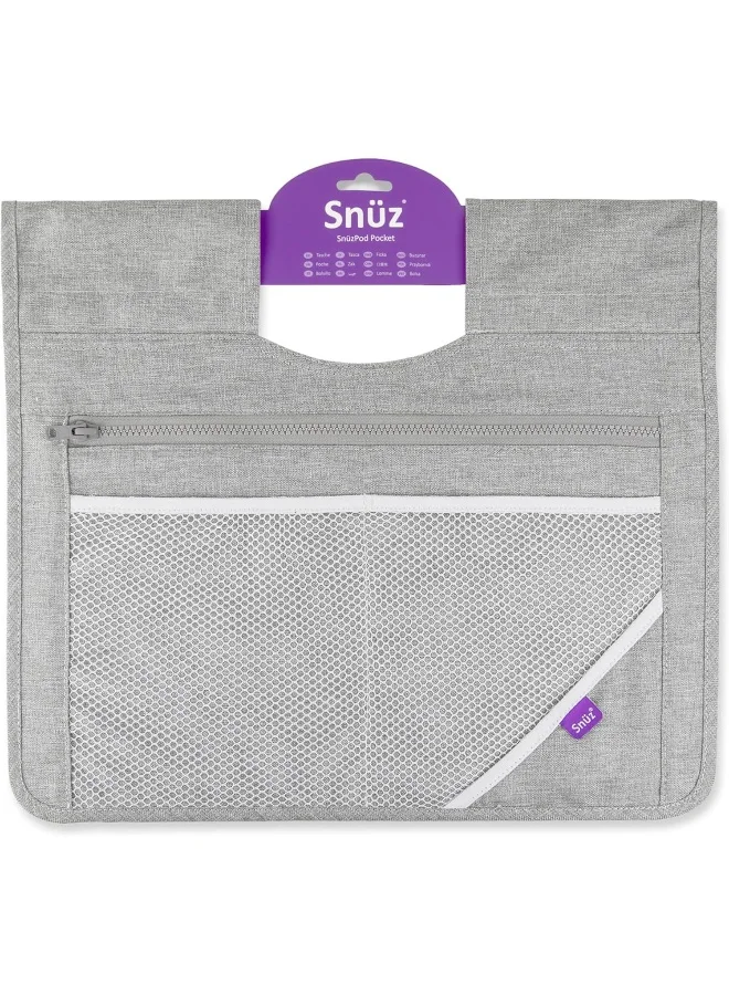 Snuz Pod 4 Storage Pocket, Multiple Pockets, Canvas Fabric, Hand Washable, Colour - Grey, Dimension - 36Cm X 40Cm